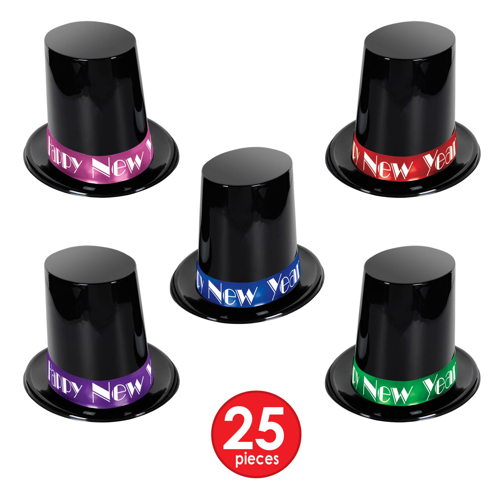 Beistle Black New Year The Big Top Hat Party Favor Kit for 50
